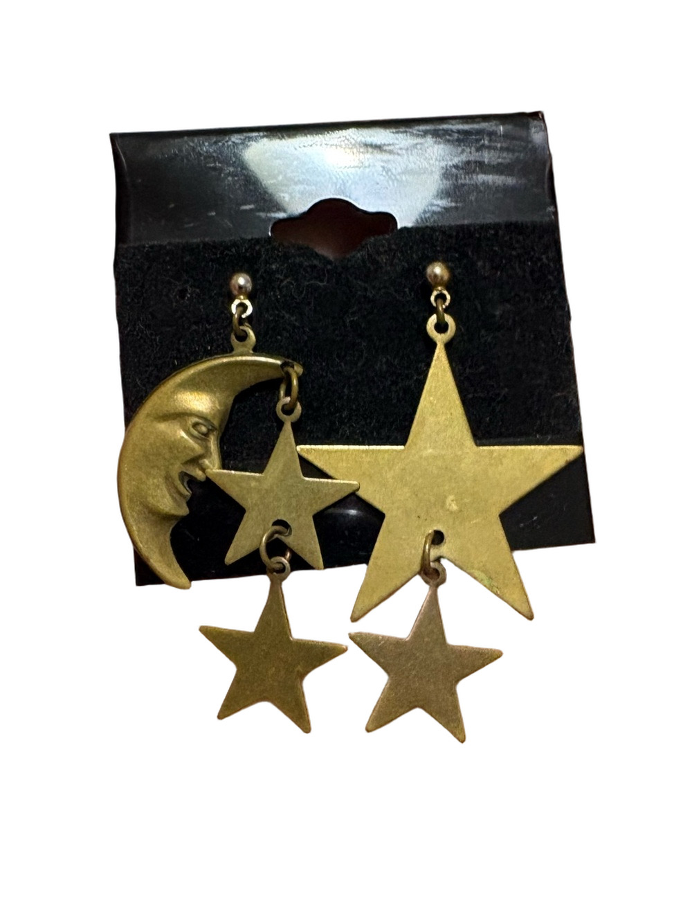 Gold-Tone Moon & Star Drop Earrings